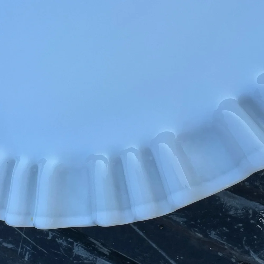 Vintage Milk Glass Cake Plate Pedestal Footed White Ruffles - Picture 6 of 6